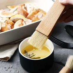 BBQ pensler - sæt med 2, træhåndtag, til olie, sauce, grill, bagning, kager Discount