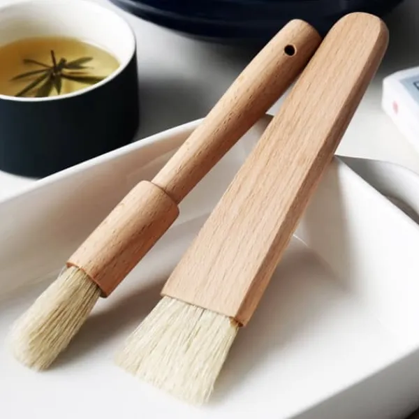 BBQ pensler - sæt med 2, træhåndtag, til olie, sauce, grill, bagning, kager Discount