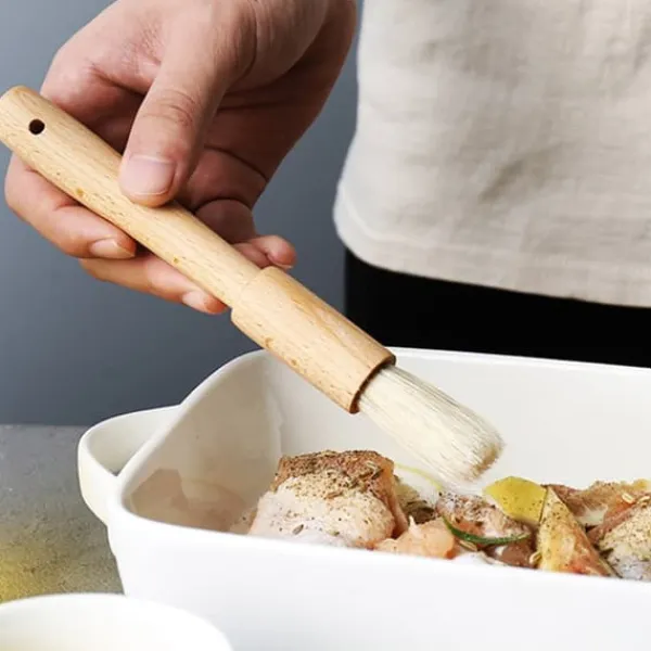 BBQ pensler - sæt med 2, træhåndtag, til olie, sauce, grill, bagning, kager Discount