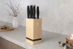BERLINGER HAUS Black Rose BH-2970 bambus knivblok sæt, 6 stk. Hot