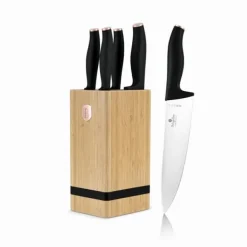 BERLINGER HAUS Black Rose BH-2970 bambus knivblok sæt, 6 stk. Hot