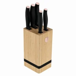 BERLINGER HAUS Black Rose BH-2970 bambus knivblok sæt, 6 stk. Hot