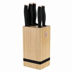 BERLINGER HAUS Black Rose BH-2970 bambus knivblok sæt, 6 stk. Hot