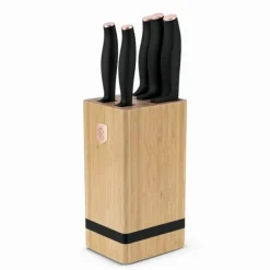 BERLINGER HAUS Black Rose BH-2970 bambus knivblok sæt, 6 stk. Hot