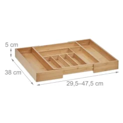Opbevaringssystem Til Køkkenskuffer>Bestikbakke, Bambus, 6x56x50 cm, Natur