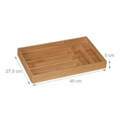 Opbevaringssystem Til Køkkenskuffer>Bestikbakke, Bambus, 5x27,5x46 cm, Natur