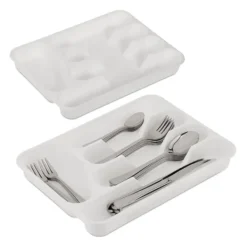 Opbevaringssystem Til Køkkenskuffer>Bestikbakke sæt, 4x24,5x32,5 cm, hvid