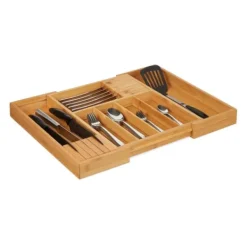 Bestikbakke, Udtrækkelig Bambus, 5x56x43 cm, Brun