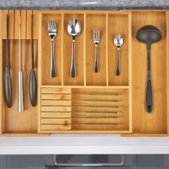 Bestikbakke, Udtrækkelig Bambus, 5x56x43 cm, Brun