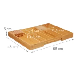 Bestikbakke, Udtrækkelig Bambus, 5x56x43 cm, Brun