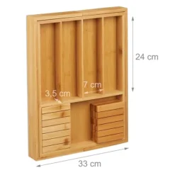 Bestikbakke, Udtrækkelig Bambus, 5x56x43 cm, Brun