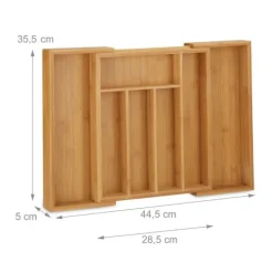 Opbevaringssystem Til Køkkenskuffer>Bestikbakke, Udtrækkelig Bambus, 5x44,5x35,5 cm, Natur