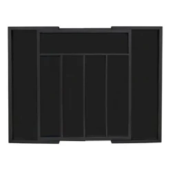 Opbevaringssystem Til Køkkenskuffer>Bestikbakke, Udtrækkelig Bambus, 5.5x48.5x37 cm, Sort