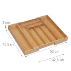 Bestikbakke, Udtrækkelig Bambus, 5x52x45,5 cm, Natur