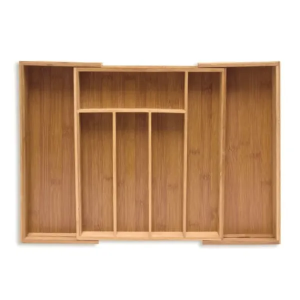 Opbevaringssystem Til Køkkenskuffer>Bestikbakke, Udtrækkelig Bambus, 5.5x39x35.5 cm, Natur