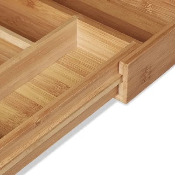 Opbevaringssystem Til Køkkenskuffer>Bestikbakke, Udtrækkelig Bambus, 5.5x39x35.5 cm, Natur