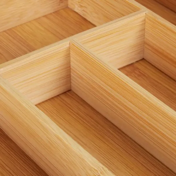 Opbevaringssystem Til Køkkenskuffer>Bestikbakke, Udtrækkelig Bambus, 5.5x39x35.5 cm, Natur