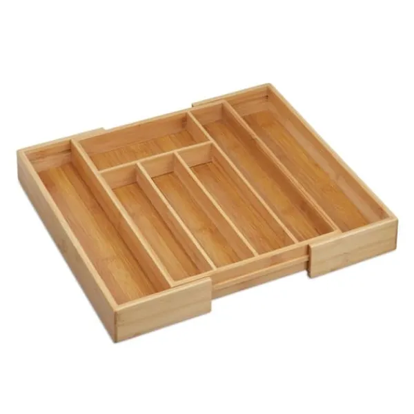 Opbevaringssystem Til Køkkenskuffer>Bestikbakke, Udtrækkelig Bambus, 5.5x39x35.5 cm, Natur