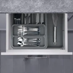 Bestikbakke, 6,5x23,5x31,5 cm, Grå Outlet