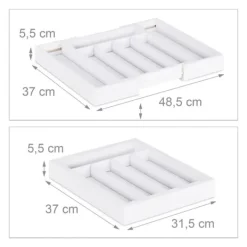 Bestikbakke, 5,5x48,5x37 cm, Hvid Outlet