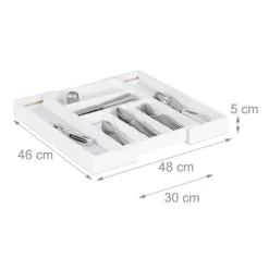 Opbevaringssystem Til Køkkenskuffer>Bestikbakke, 5x30x46 cm, Hvid