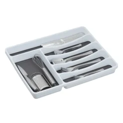 Bestikbakke, 4.5x33x40 cm, Hvid-Grå, Plastik