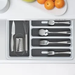 Bestikbakke, 4.5x33x40 cm, Hvid-Grå, Plastik