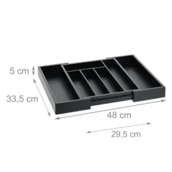 Opbevaringssystem Til Køkkenskuffer>Bestikbakke, 5x29,5x33,5 cm, Sort