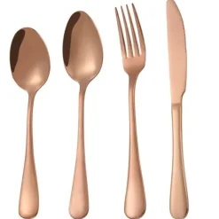 Bestik>Bestiksæt i rustfrit stål, 4 dele - Rosé