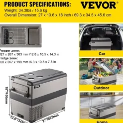 Bil Fryser, Bærbar, Effektiv Koldning,45L Online