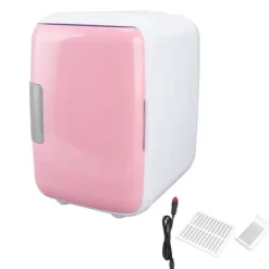 Køleskabe>Bilkyl 4 liter slitstark ABS kosmetisk förvaring Löstagbar skiljevägg Bärbar minikyl för mat Kosmetisk bil rosa