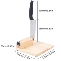 Biltong- & jerky-skærer, guillotine med egetræsskærebræt og træbase, husholdningsmodel, beige Online
