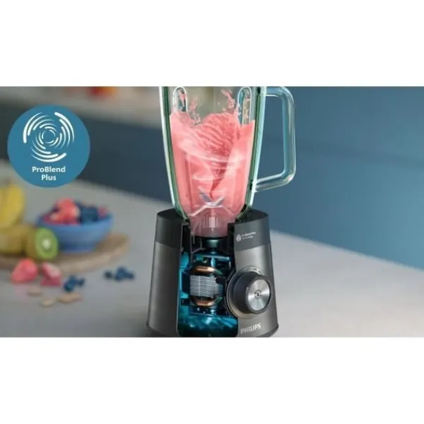 Philips Mixere & Blendere>Blender - HR3041/00 - 2 L skål - vandflaske inkluderet - aftagelige knive - Grå