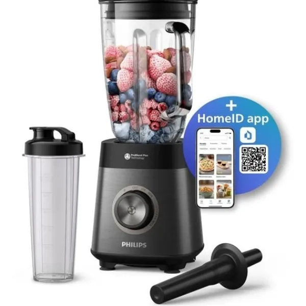 Philips Mixere & Blendere>Blender - HR3041/00 - 2 L skål - vandflaske inkluderet - aftagelige knive - Grå