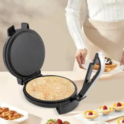 BM-926 elektrisk pandekage-/tortillapresse, 1200 W, 220 V, sort, til fladbrød, naan og omeletter Best