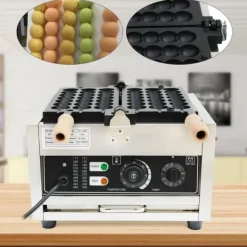 Boblevaffeljern, kugleformet, elektrisk 1500 W, non-stick belægning, til kommerciel brug Discount
