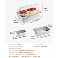 Bordpladedispenserbakke til Madservering, 4 Pande, Egnet til Krydderier Best
