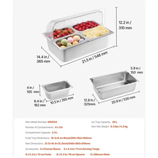 Bordpladedispenserbakke til Madservering, 4 Pande, Egnet til Krydderier Best