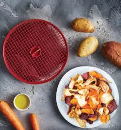 Borner Crispymaker sæt med 2, veganske chips, grøntsagschips, mikrobølge-kartoffelchips, fedtfri chips, gulerodschips, æblechips New