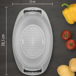 Borner drypbakke til V5 PowerLine grøntsags rivejern i hvid - sigteindsats til afdrypning Sale