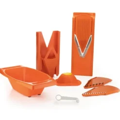 Borner Mandolin V3 Special | 7-delt sæt | 5 skæretykkelser | Velegnet som pommes frites udskærer | BPA fri og rustfri | orange Sale