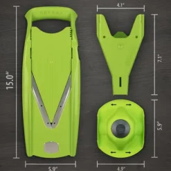 Borner V5 PowerLine mandolinskærer 7-1 sæt startsæt, grøntsagsskærer med sikkerhedsindsats, skiveindsats, 2 knivindlæg, fødevaresikkerhedsholder og mu | CDON Discount