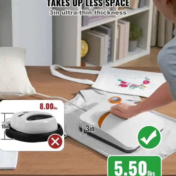 Bærbar 9 x 9 Heat Press Easy Press til DIY-sublimation T-shirts og overførsler. Perfekt til kreative projekter!