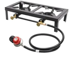 Bærbar Gasblus, Metal Konstruktion, 18,90 x 9,84 tommer Kogeoverflade, Gas Brændstoftype, Tændingsanordning Inkluderet, 3,9 Fødder Slangelængde Hot