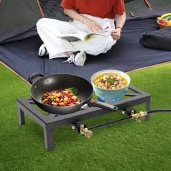 Bærbar Gasblus, Metal Konstruktion, 18,90 x 9,84 tommer Kogeoverflade, Gas Brændstoftype, Tændingsanordning Inkluderet, 3,9 Fødder Slangelængde Hot