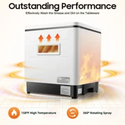 Bærbar opvaskemaskine, 1500W, 41-60L kapacitet, kondenstørring, 70 grader Celsius rengøring, rustfrit stål 304 materiale Clearance