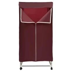 Bærbar tøjtørrer - PTC tørreskab - Touchskærm - Effekt 1200–1500 W - IPX1 - Timer 0–240 min & 3 niveauer - Fire hjul - Med overtræk - Bordeaux