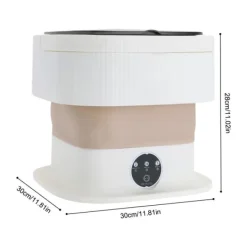 Bærbar Vaskemaskine, 10L Kapacitet, Pladsbesparende Design,Mørk khaki Hot