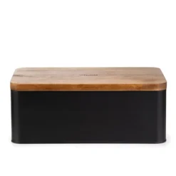 Brødkasser & Brødposer>Brødkasse | LOMAS | sort med akacielåg | 33x18x13 cm | 872506
