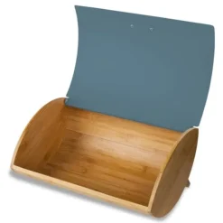 Brødkasser & Brødposer>Brødkasse af bambustræ med låg af lakeret rustfrit stål